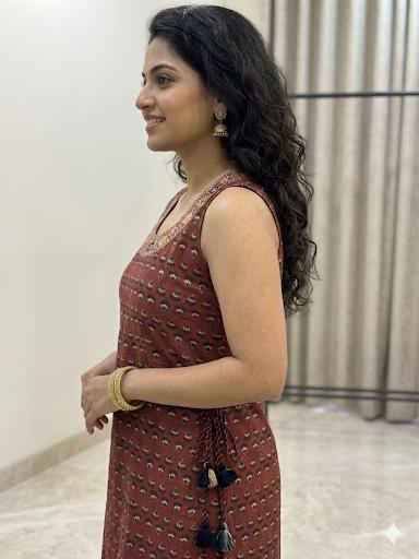 Maroon Jaipuri Printed Cotton Kurta Set