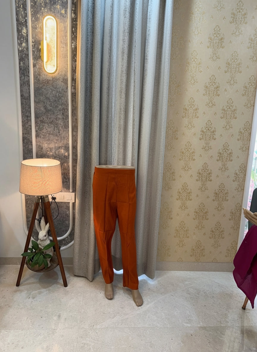 Olive Green and Orange Silk Kurta Set