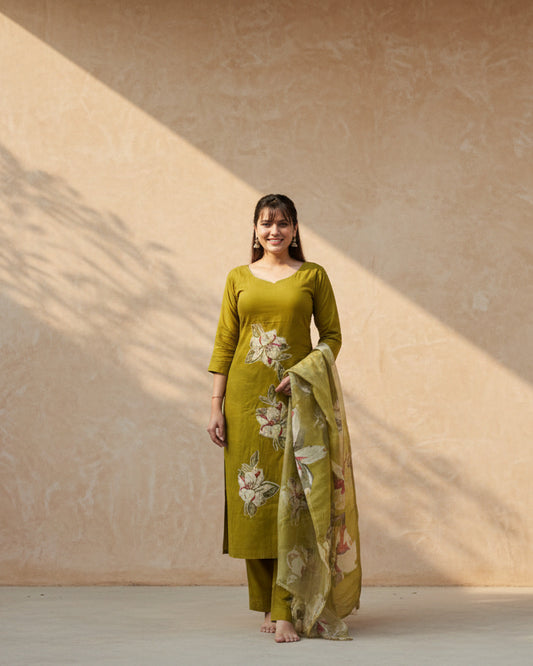 Mehndi Garden Kurta Set for Women | Elegant Festive & Everyday Ethnic Wear