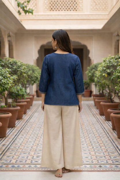 Denim Embroidered Tunic