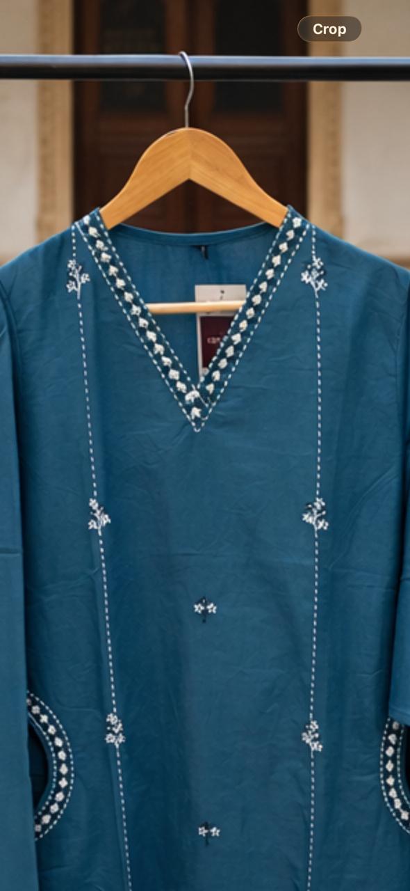 Teal Cotton Kurta Set