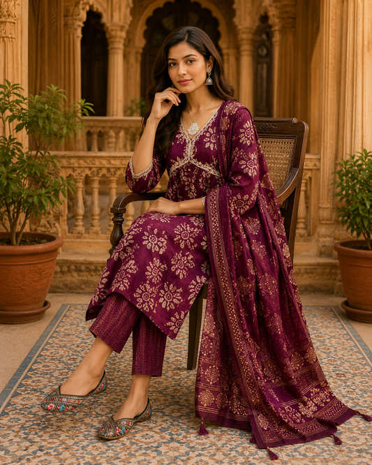 Bollywood Style - Long Slit Kurta Set