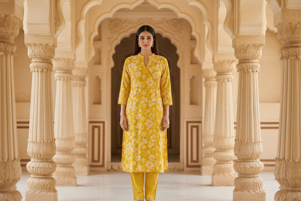 Yellow Floral Kurta Set 6