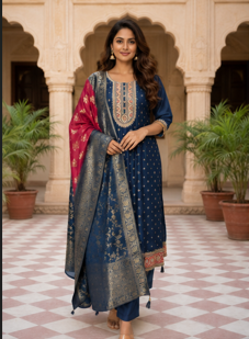 Blue Anarkali Kurta Set