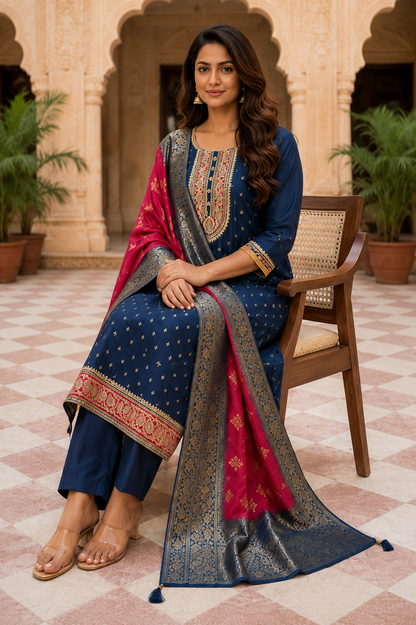Blue Anarkali Kurta Set