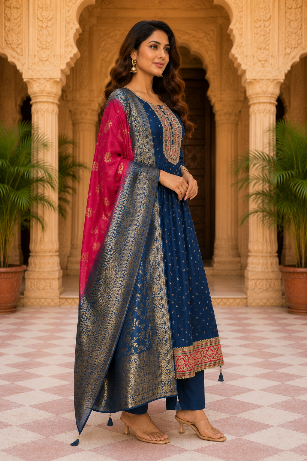 Blue Anarkali Kurta Set