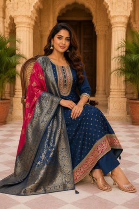 Blue Anarkali Kurta Set