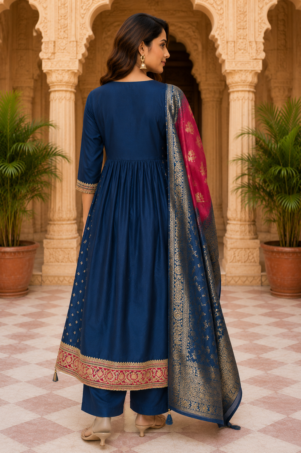 Blue Anarkali Kurta Set