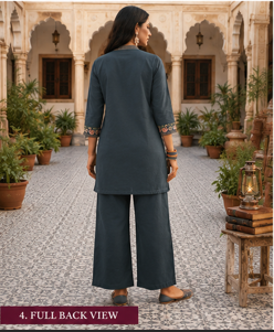 Grey Pure Cotton Embroidered Co-Ord Set