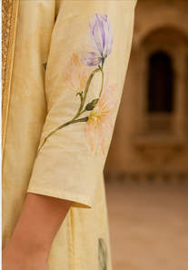 Butter Yellow Printed Cotton Kurta Set