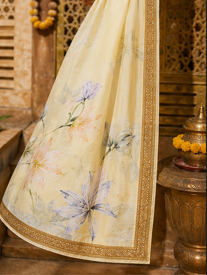 Butter Yellow Printed Cotton Kurta Set