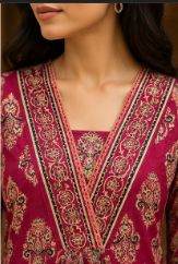 Pink Cotton Printed Aline Kurta Set