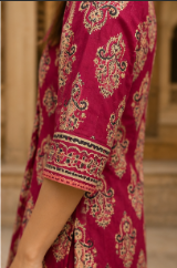 Pink Cotton Printed Aline Kurta Set