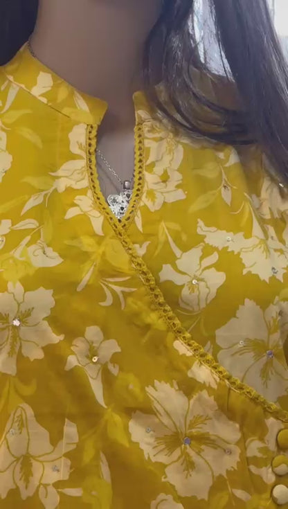 Yellow floral kurta set vid