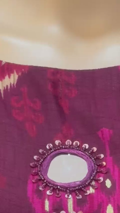 Maroon print cotton Kurta set vid