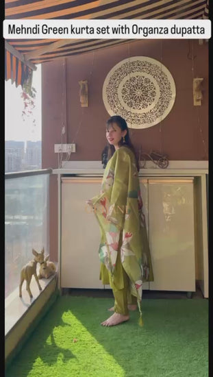 Mehndi Garden Kurta Set for Women | Elegant Festive & Everyday Ethnic Wear