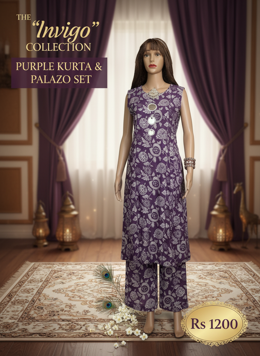 Purple Kurta and Palazzo Set Promotional Banner
