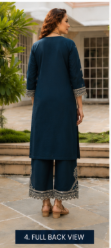 Turquoise Embroidered Cotton Kurta Set